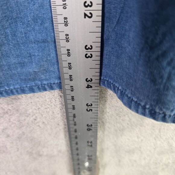 Womens Lucky Brand Blue Lyocell Tunic Dress Short Sleeve Lace Up Neckline Size L - Picture 5 of 6